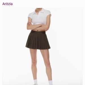 Aritzia TNA Rich Mocha Brown  Pleated Tennis Skort